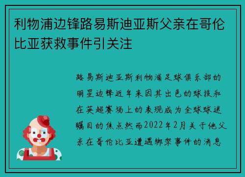 利物浦边锋路易斯迪亚斯父亲在哥伦比亚获救事件引关注